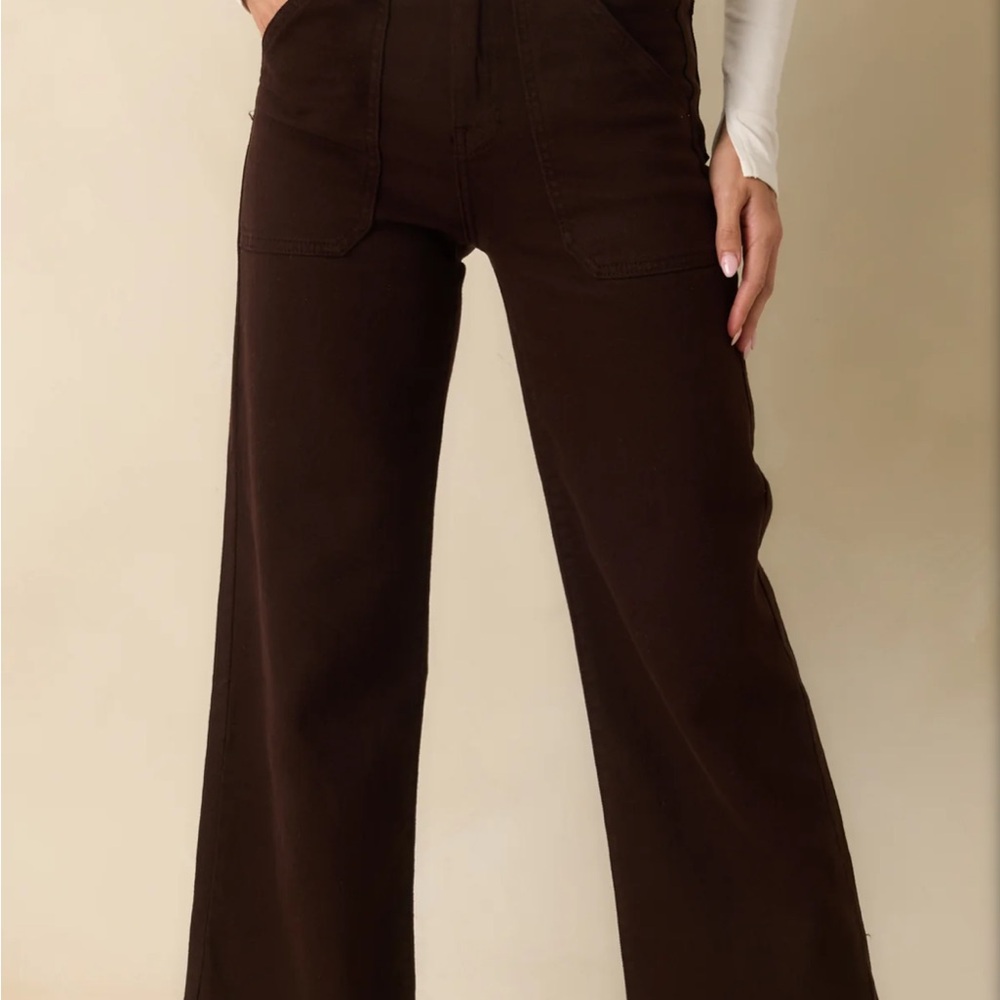 Chocolate Brown Wide-Leg Denim Jeans